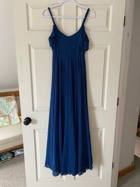 Lulu's Royal Blue Off the Shoulder Flutter sleeve Maxi Dress